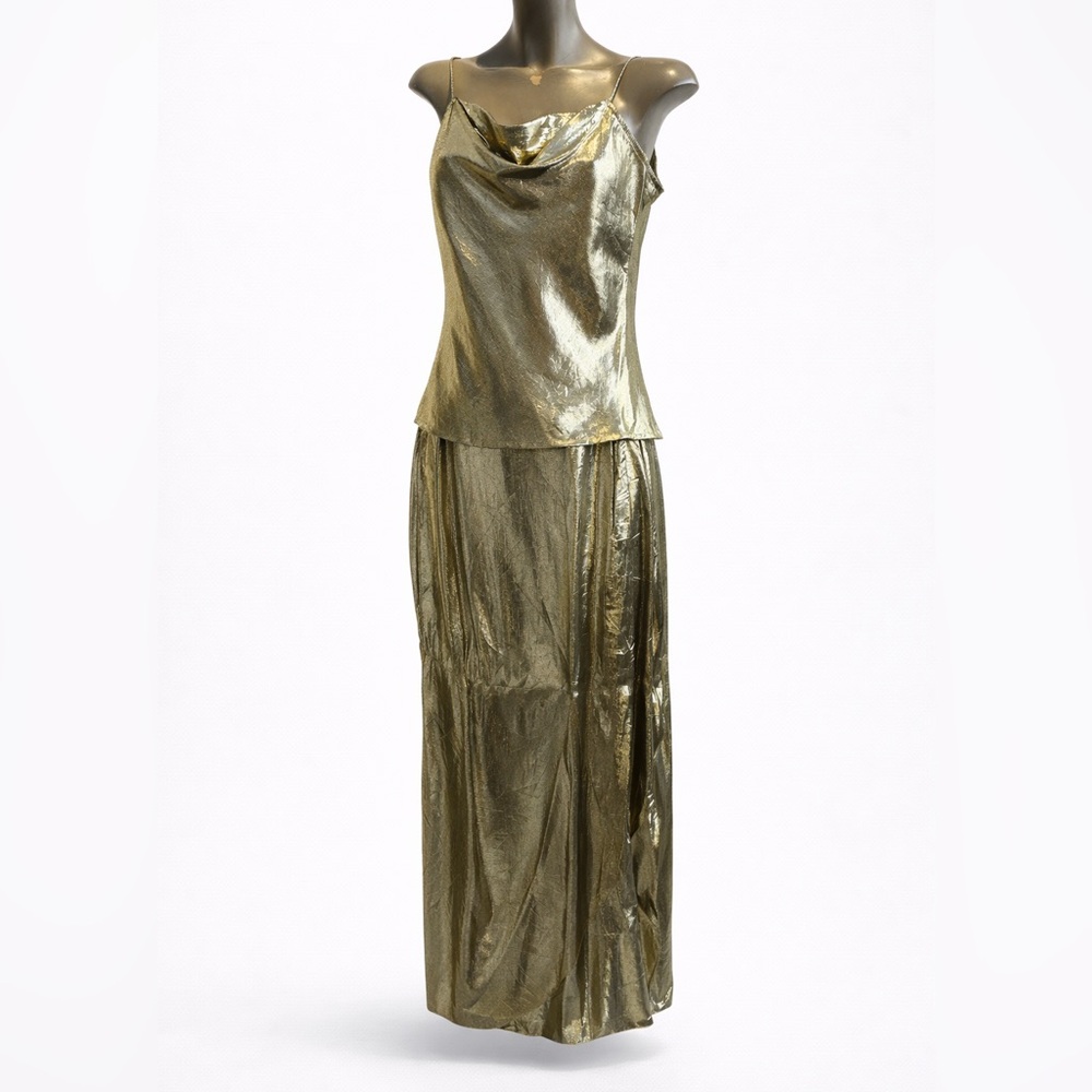 Vintage gold lame set skirt and tank Jo.Ed sophisticates